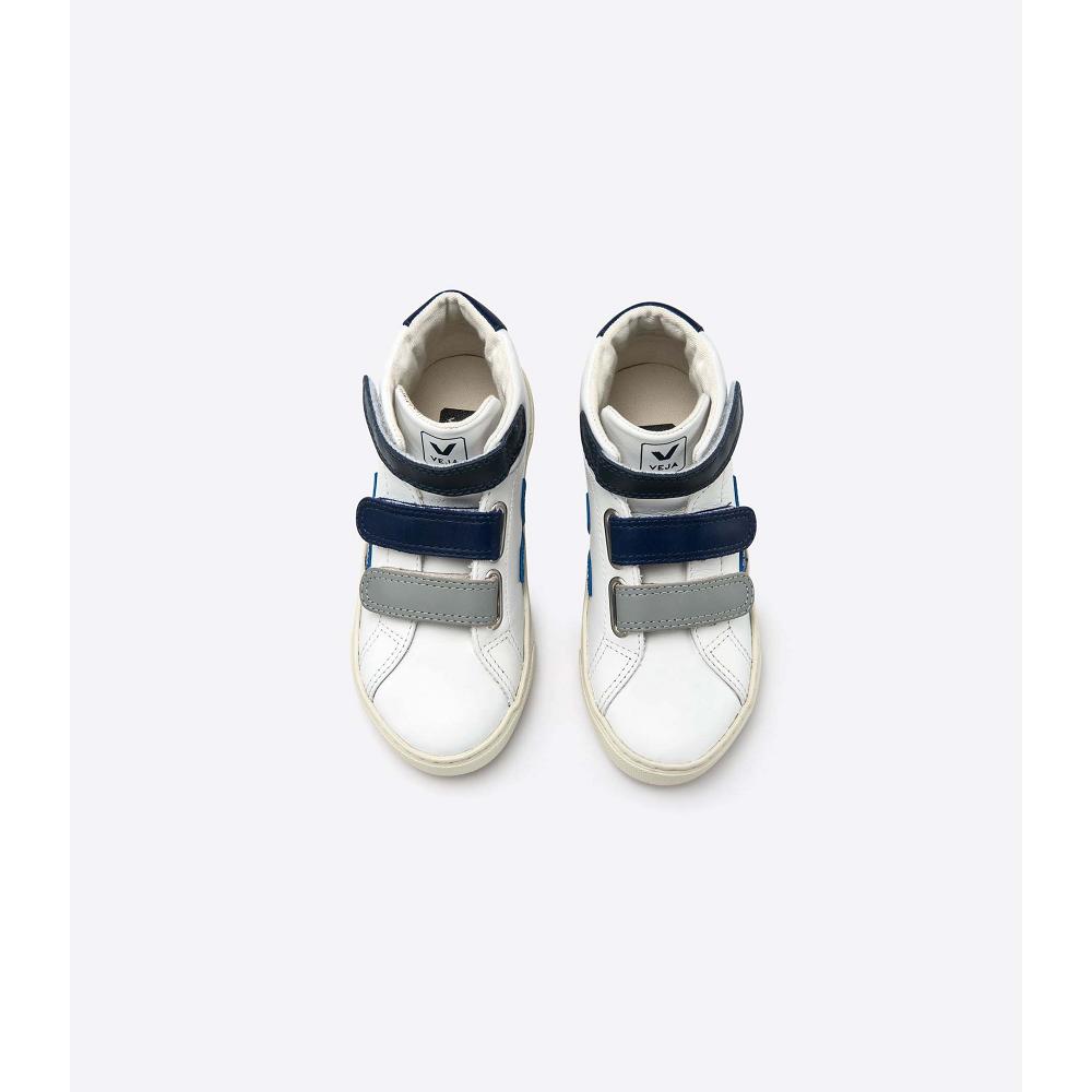 Veja ESPLAR MID LEATHER Hoog Kinderen White/Blue | BE 683YXF